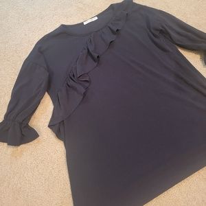 Black ruffle blouse